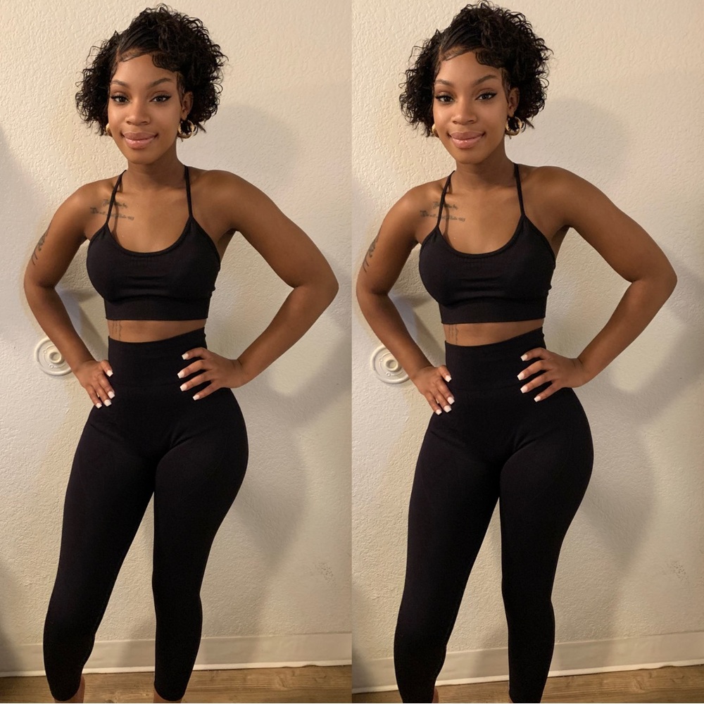 Black Active Wear Legging Set , Size Small